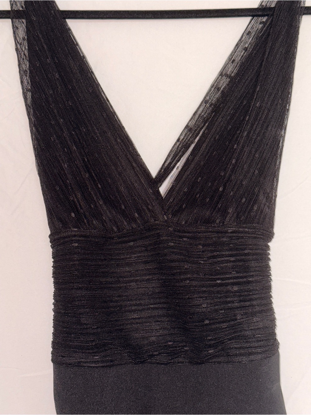 Zara Black Deep V Sheer-Panel Bodysuit
